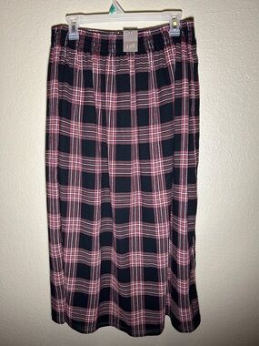 J JILL Cotton Maxi Scottish Style Skirt Fully Lined  With Elastic Waistband